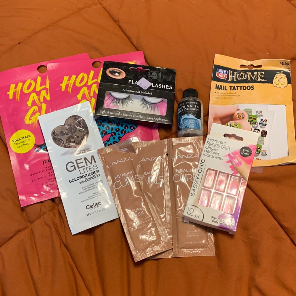 Self Care Beauty Makeup Bath Hair Bundle Salon Products and Nails and Bath soak